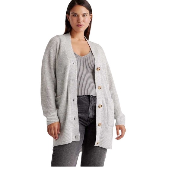 Quince Sweaters - Quince Baby Alpaca Wool Oversized Cardigan Gray Size M Lightweight Soft